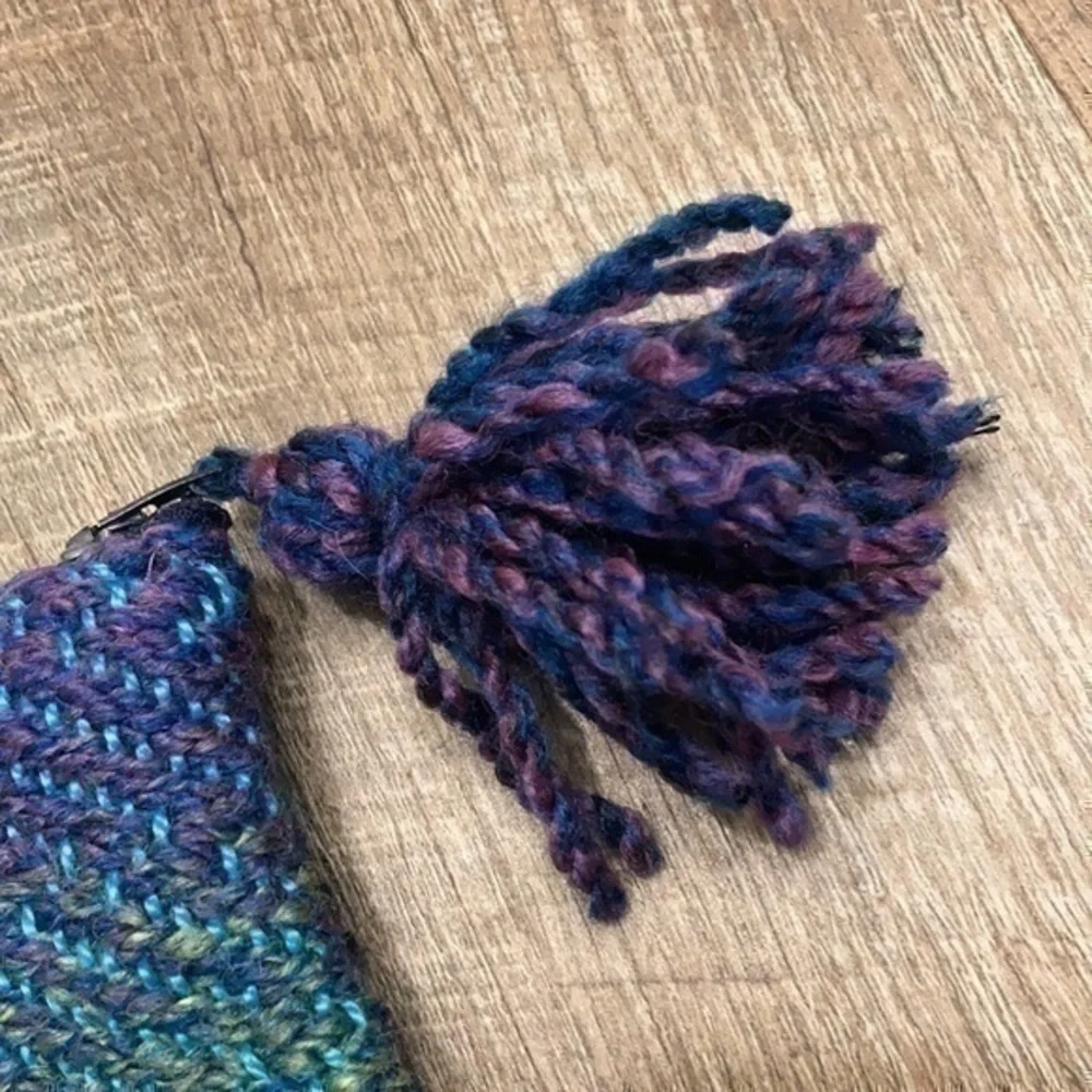 Handcrafted Loom woven Purple and blue yarn makeup bag/Toiletry bag